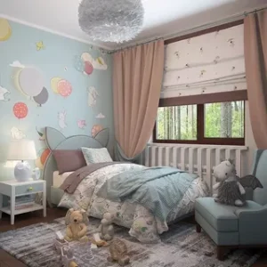 Римские шторы для детской комнаты: стиль и функциональность